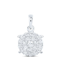 Load image into Gallery viewer, 10kt White Gold Womens Round Diamond Cindys Dream Circle Cluster Pendant 1/2 Cttw
