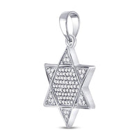 Load image into Gallery viewer, 10kt White Gold Mens Round Diamond Star Magen David Jewish Charm Pendant 1/5 Cttw
