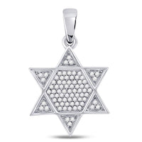 Load image into Gallery viewer, 10kt White Gold Mens Round Diamond Star Magen David Jewish Charm Pendant 1/5 Cttw
