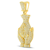 Load image into Gallery viewer, 10kt Yellow Gold Mens Round Diamond Money Bag Hands Charm Pendant 2.00 Cttw
