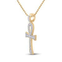 Load image into Gallery viewer, 1/5CT-DIA P1P2 MENS ANKH CROSS CHARM
