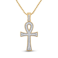 Load image into Gallery viewer, 1/5CT-DIA P1P2 MENS ANKH CROSS CHARM
