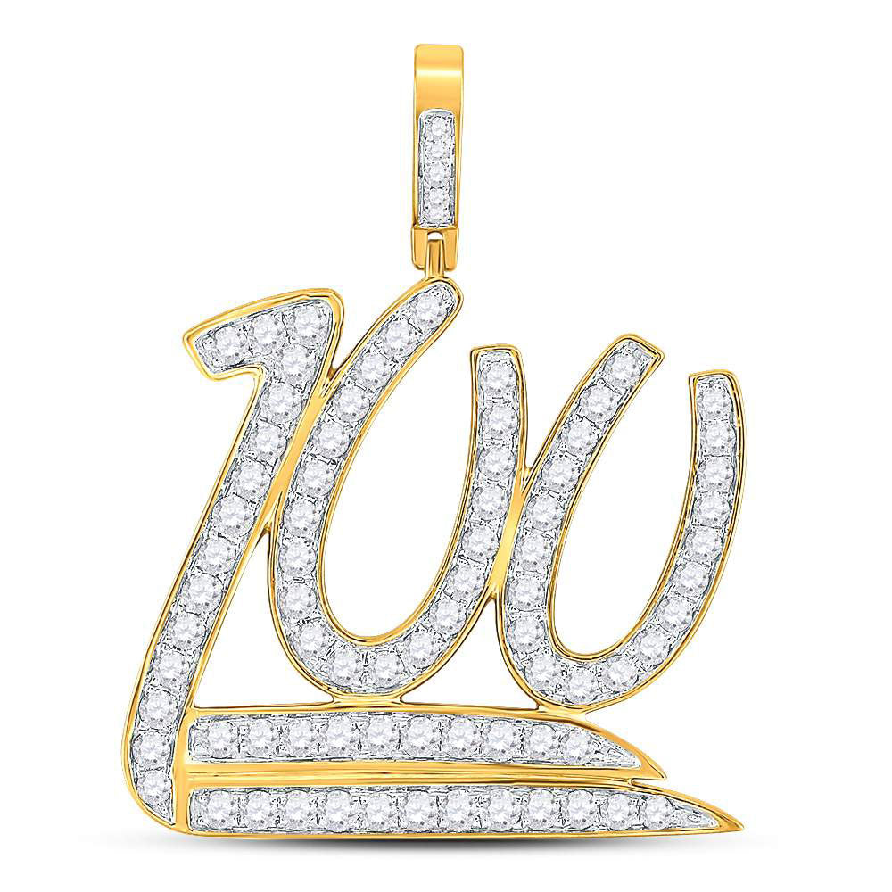 10kt Yellow Gold Mens Round Diamond Hundred Points 100 Emoji Charm Pendant 2-1/3 Cttw