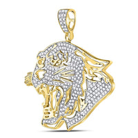 Load image into Gallery viewer, 10kt Yellow Gold Mens Round Diamond Panther Head Charm Pendant 5/8 Cttw
