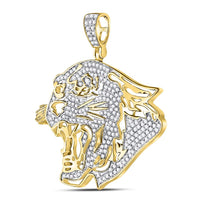 Load image into Gallery viewer, 10kt Yellow Gold Mens Round Diamond Panther Head Charm Pendant 5/8 Cttw

