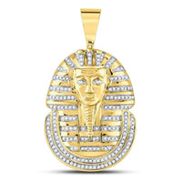 Load image into Gallery viewer, 10kt Yellow Gold Mens Round Diamond Pharaoh Face Charm Pendant 5/8 Cttw
