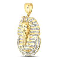 Load image into Gallery viewer, 10kt Yellow Gold Mens Round Diamond Pharaoh Face Charm Pendant 5/8 Cttw
