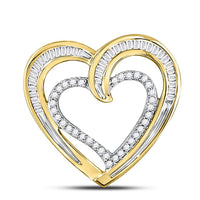 Load image into Gallery viewer, 10kt Yellow Gold Womens Round Diamond Heart Pendant 1/3 Cttw
