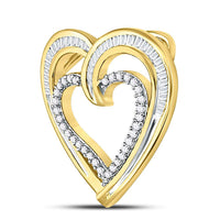 Load image into Gallery viewer, 10kt Yellow Gold Womens Round Diamond Heart Pendant 1/3 Cttw
