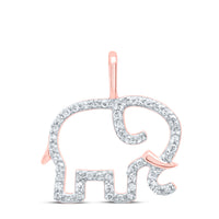 Load image into Gallery viewer, 10kt Rose Gold Womens Round Diamond Elephant Animal Pendant 1/6 Cttw
