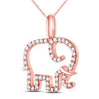 Load image into Gallery viewer, 10kt Rose Gold Womens Round Diamond Elephant Animal Pendant 1/6 Cttw
