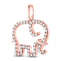 Load image into Gallery viewer, 10kt Rose Gold Womens Round Diamond Elephant Animal Pendant 1/6 Cttw
