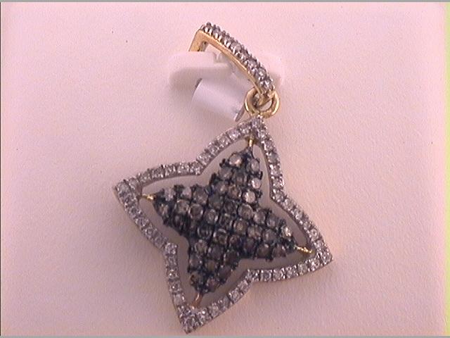 10kt Yellow Gold Womens Round Brown Diamond Star Frame Pendant 1/2 Cttw