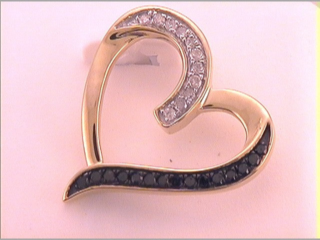 10kt Yellow Gold Womens Color Enhanced Black Diamond Heart Fashion Pendant 1/5 Cttw