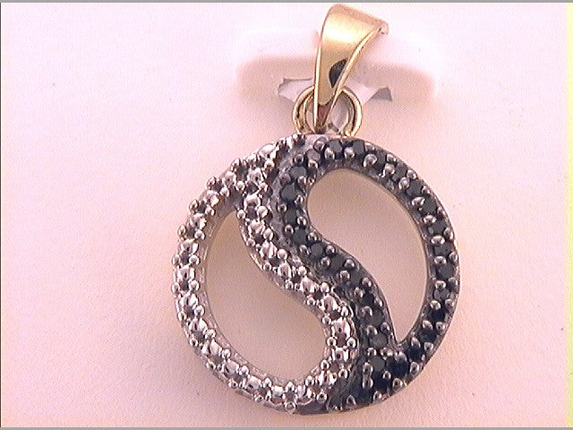 10kt Yellow Gold Womens Color Enhanced Black Diamond Circle Fashion Pendant 1/10 Cttw