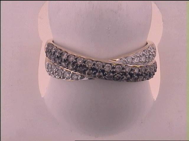 14k Yellow Gold Brown White Round Diamond Crossover Band Ring Unique 1/2 Cttw