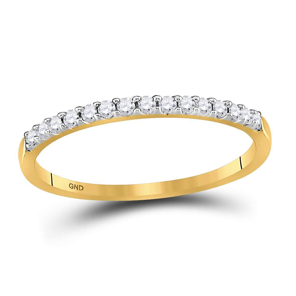 14k Yellow Gold Round Diamond Womens Slender Stackable Size 5 Wedding Band 1/6 Cttw