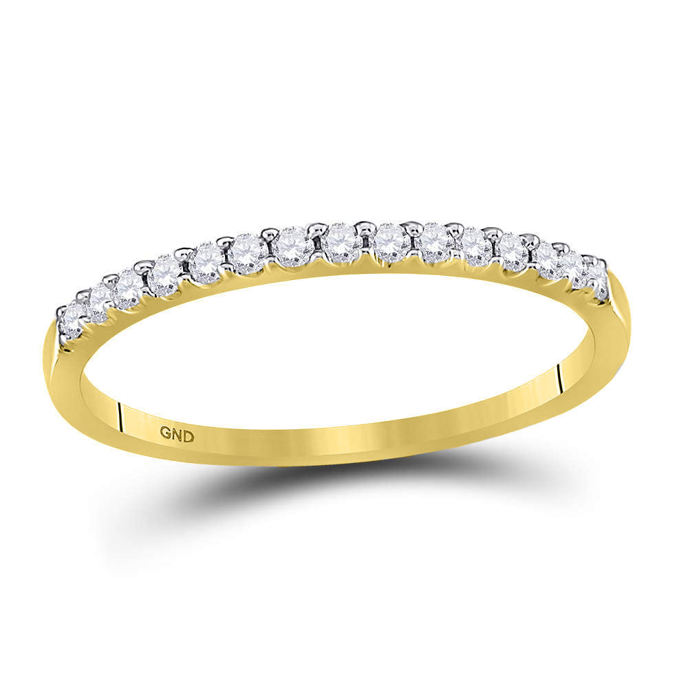 14k Yellow Gold Round Diamond Womens Slender Stackable Size 6 Wedding Band 1/6 Cttw