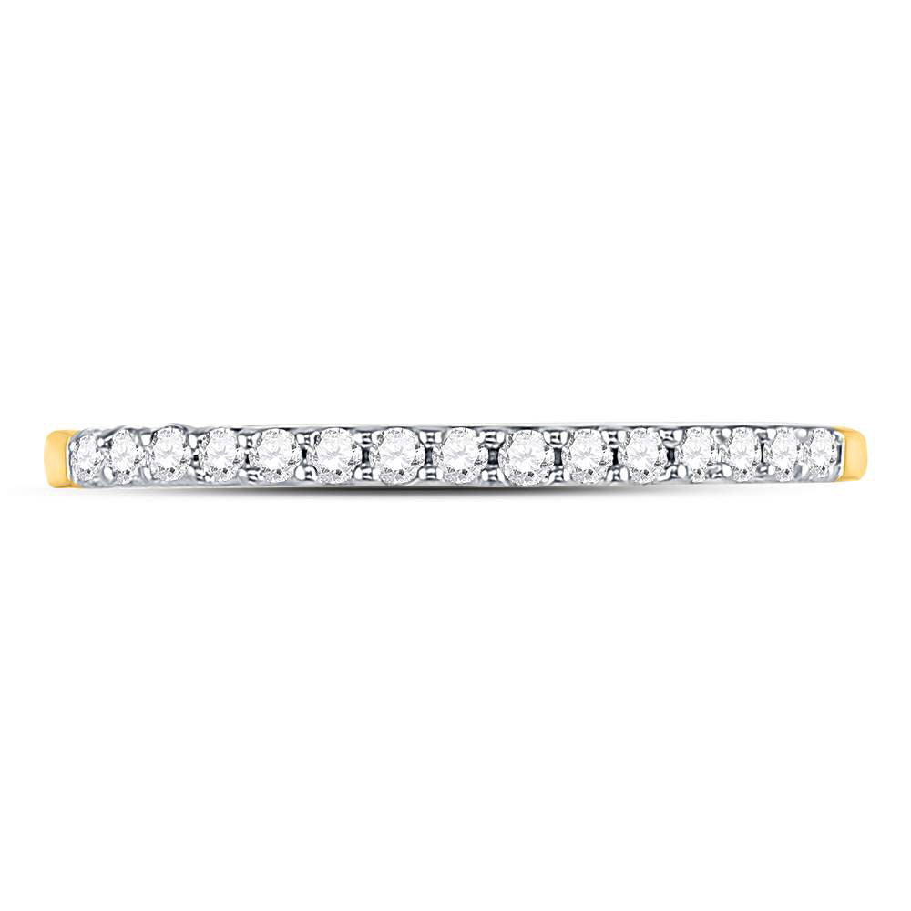 14k Yellow Gold Round Diamond Womens Slender Stackable Size 8 Wedding Band 1/6 Cttw