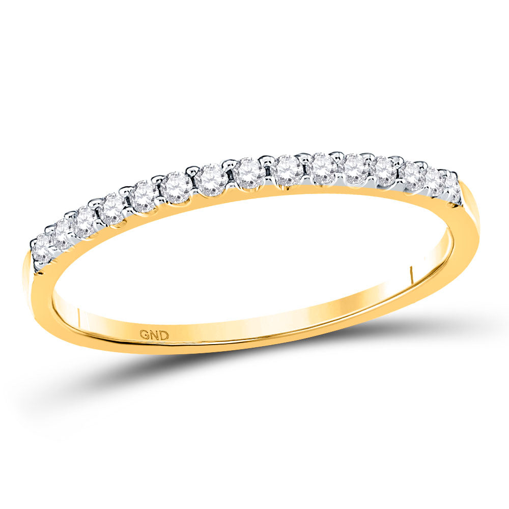 14k Yellow Gold Round Diamond Womens Slender Stackable Size 9 Wedding Band 1/6 Cttw
