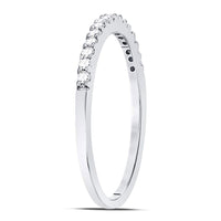 Load image into Gallery viewer, 14kt White Gold Womens Round Diamond Slender Stackable Wedding Band 1/6 Cttw
