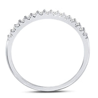 Load image into Gallery viewer, 14kt White Gold Womens Round Diamond Slender Stackable Wedding Band 1/6 Cttw
