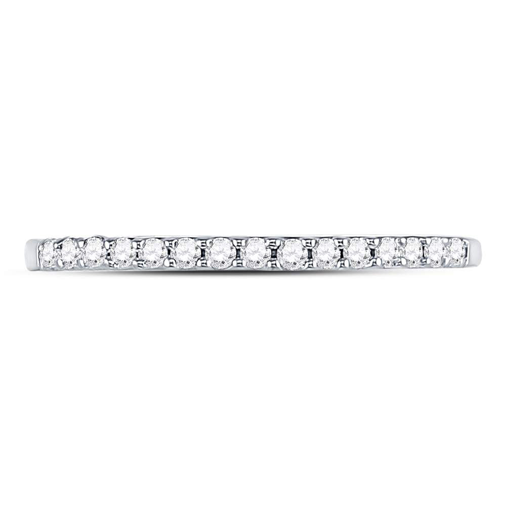 14k White Gold Round Diamond Womens Slender Stackable Size 6 Wedding Band 1/6 Cttw