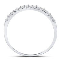 Load image into Gallery viewer, 14k White Gold Round Diamond Womens Slender Stackable Size 6 Wedding Band 1/6 Cttw
