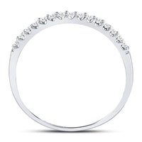Load image into Gallery viewer, 14k White Gold Round Diamond Womens Slender Stackable Size 6 Wedding Band 1/6 Cttw

