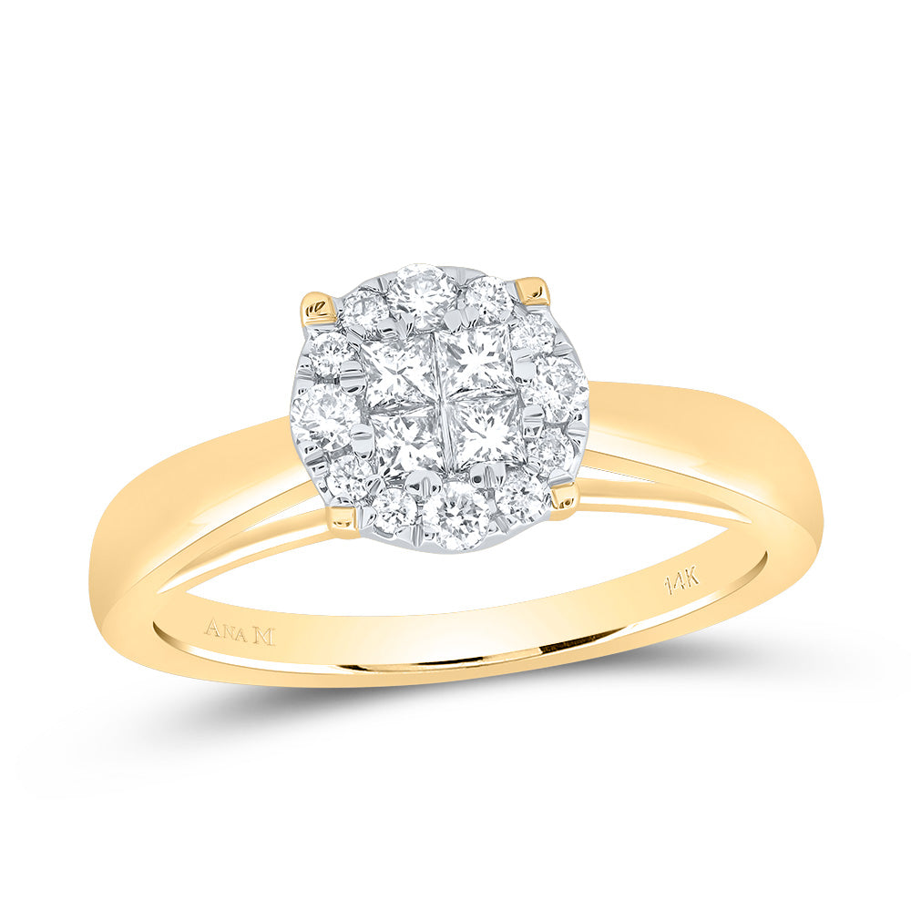 14kt Yellow Gold Womens Princess Round Diamond Bridal Wedding Engagement Ring 1/4 Cttw