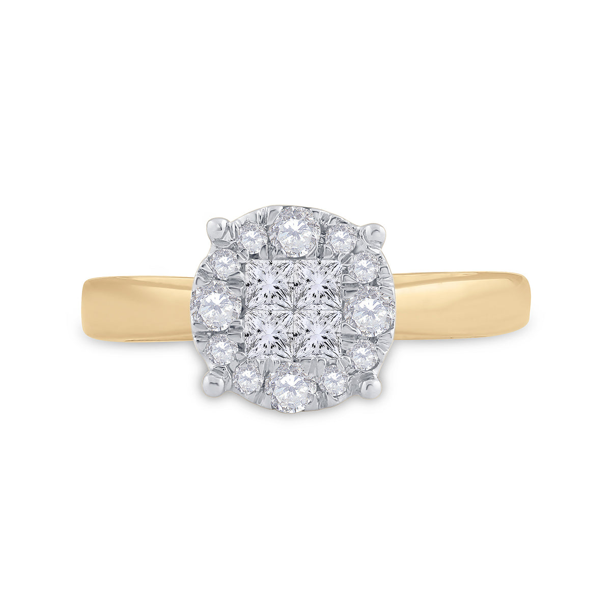 14kt Yellow Gold Womens Princess Diamond Bridal Wedding Engagement Ring 1/2 Cttw