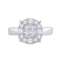 Load image into Gallery viewer, 14kt White Gold Womens Princess Diamond Cluster Bridal Wedding Engagement Ring 1.00 Cttw
