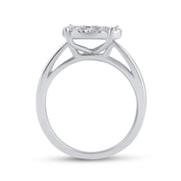 Load image into Gallery viewer, 14kt White Gold Womens Princess Diamond Cluster Bridal Wedding Engagement Ring 1.00 Cttw
