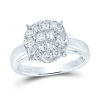 Load image into Gallery viewer, 14kt White Gold Womens Princess Diamond Cluster Bridal Wedding Engagement Ring 1.00 Cttw
