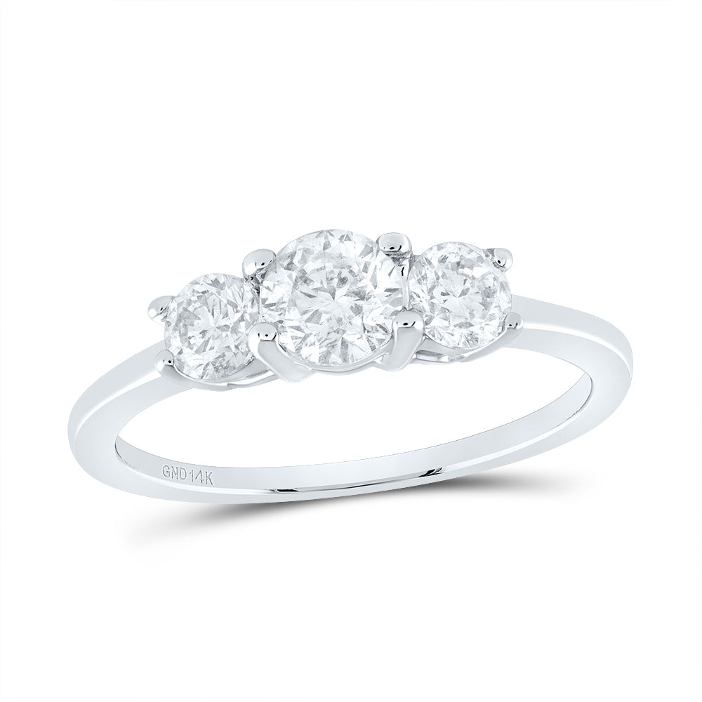 14kt White Gold Womens Round Diamond 3-stone Bridal Wedding Engagement Ring 1.00 Cttw