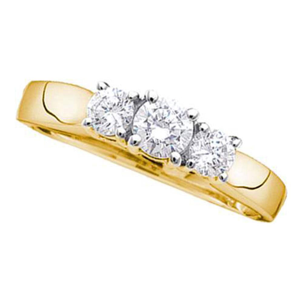 14kt Yellow Gold Womens Round Diamond 3-stone Bridal Wedding Engagement Ring 1/4 Cttw