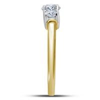 Load image into Gallery viewer, 14kt Yellow Gold Womens Diamond 3-stone Engagement Bridal Ring 3/4 Cttw
