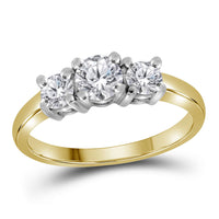 Load image into Gallery viewer, 14kt Yellow Gold Womens Diamond 3-stone Engagement Bridal Ring 3/4 Cttw
