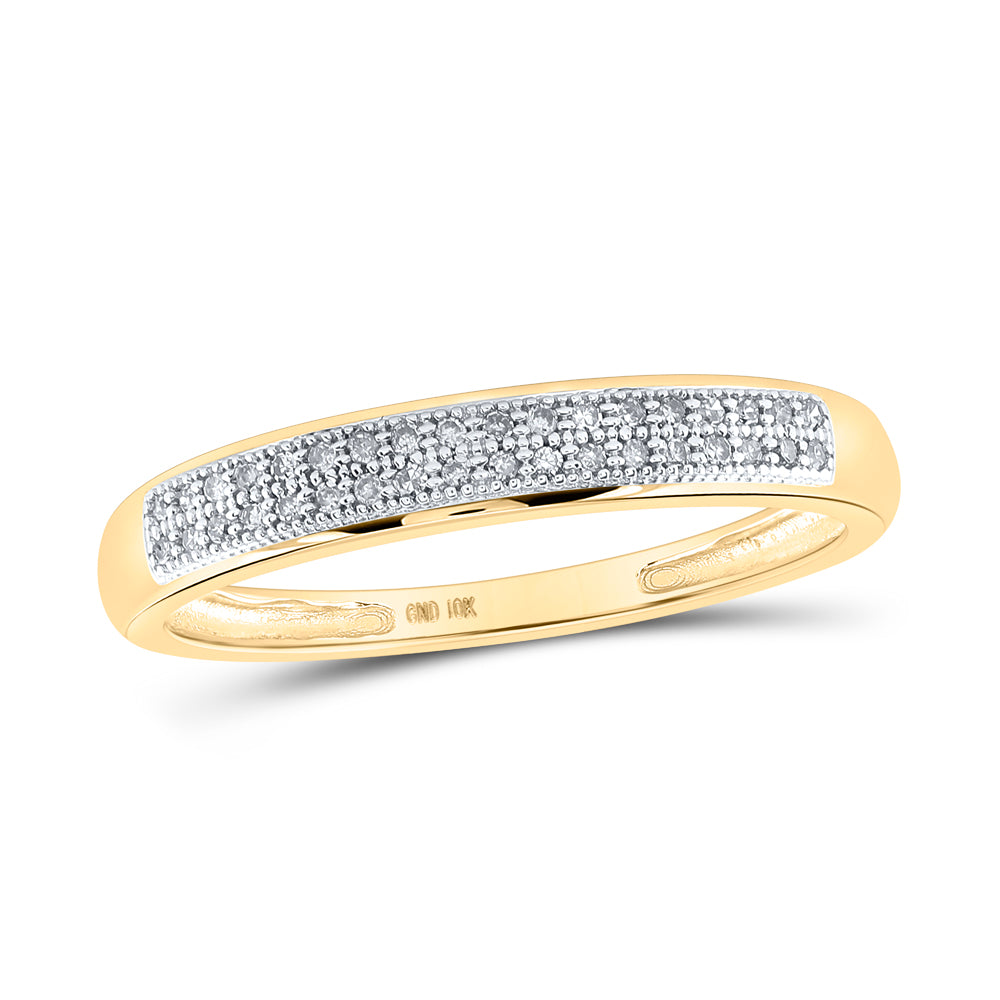 10kt Yellow Gold Womens Round Diamond Band Ring 1/10 Cttw