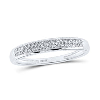Load image into Gallery viewer, 10kt White Gold Womens Round Diamond Double Row Wedding Band 1/10 Cttw
