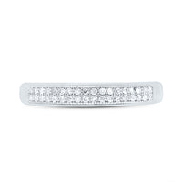 Load image into Gallery viewer, 10kt White Gold Womens Round Diamond Double Row Wedding Band 1/10 Cttw
