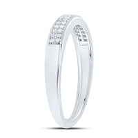 Load image into Gallery viewer, 10kt White Gold Womens Round Diamond Double Row Wedding Band 1/10 Cttw
