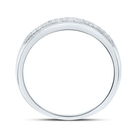 Load image into Gallery viewer, 10kt White Gold Womens Round Diamond Double Row Wedding Band 1/10 Cttw
