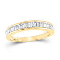Load image into Gallery viewer, 14kt Yellow Gold Womens Baguette Diamond Wedding Anniversary Band 1/2 Cttw
