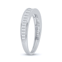 Load image into Gallery viewer, 10kt White Gold Womens Baguette Diamond Wedding Anniversary Band 1/2 Cttw
