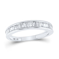 Load image into Gallery viewer, 10kt White Gold Womens Baguette Diamond Wedding Anniversary Band 1/2 Cttw
