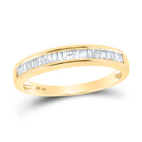 Load image into Gallery viewer, 10kt Yellow Gold Womens Baguette Diamond Wedding Band Ring 1/4 Cttw
