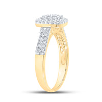 Load image into Gallery viewer, 10kt Yellow Gold Womens Round Diamond Cluster Bridal Wedding Engagement Ring 1/2 Cttw
