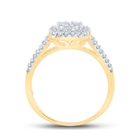 Load image into Gallery viewer, 10kt Yellow Gold Womens Round Diamond Cluster Bridal Wedding Engagement Ring 1/2 Cttw
