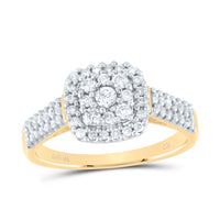 Load image into Gallery viewer, 10kt Yellow Gold Womens Round Diamond Cluster Bridal Wedding Engagement Ring 1/2 Cttw
